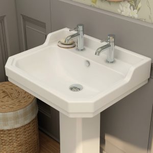Wyndham traditional 580mm basin with two tap holes