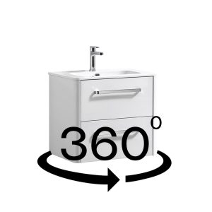 Suburb 600mm x 395mm double drawer wall mounted cabinet white gloss