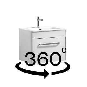 Suburb 600mm x 395mm single drawer wall mounted cabinet white gloss