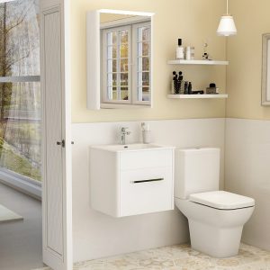 Suburb 500 wall mounted single drawer cabinet matt white