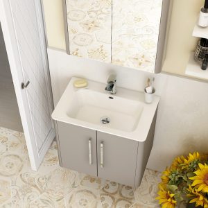 Suburb 600mm x 390mm double door wall mounted cabinet matt ash