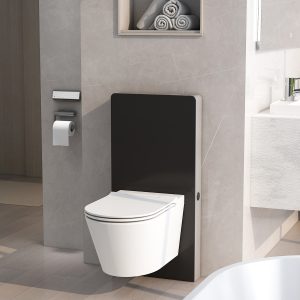 Senso Smart Touch Free Wave Flush Wall Hung Cistern Frame with Black Glass Finish