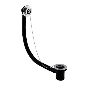 Standard bath waste Chrome black Plastic plug and chain