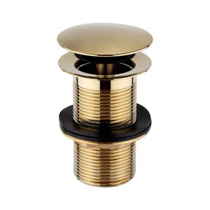 Basin Solid Brass clicker Brushed Brass waste Unslotted with Brass backnut