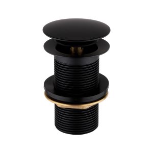 Basin Solid Brass clicker Matt Black waste Unslotted with Brass backnut