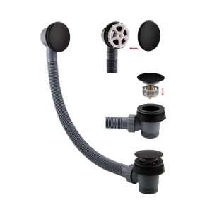 Hair Catch Matt Black Easy Clean Large Dome Clicker Bath waste