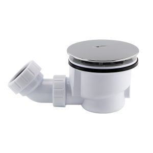 90mm fast flow Chrome shower waste including angle compression connector 40mm