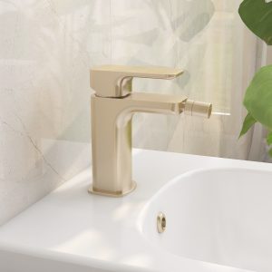 Flite bidet mixer in Brushed Brass with clicker waste by Imex