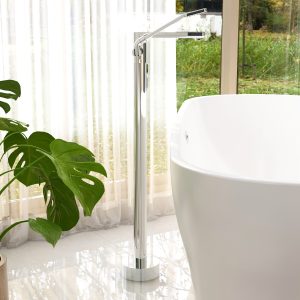Flite floor standing bath shower mixer in Chrome with Hose and handset by Imex
