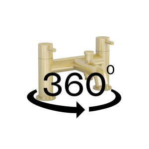 Ravine bath shower mixer in Brushed Brass (Incl hose, handset and wall bracket)