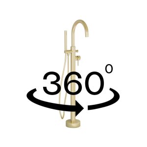 Ravine floor standing bath shower mixer in Brushed Brass with Hose and handset