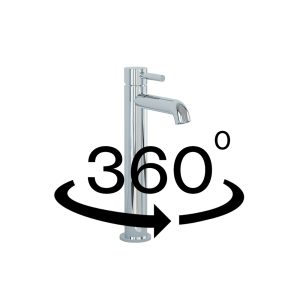 Ravine tall basin mixer in Chrome with clicker universal waste