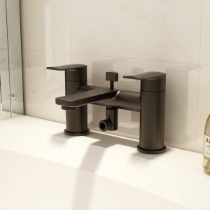 Suburb bath shower mixer in Matt Black with kit (Incl hose, handset and wall bracket)