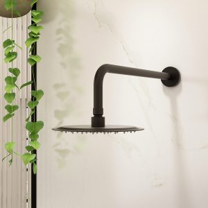 Design Round 400mm Matt Black Wall Shower Arm