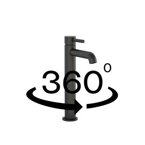 Ravine tall basin mixer in Matt Black with clicker universal waste