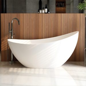 1600mm Arco slipper bath - freestanding bath including white dome clicker bath waste