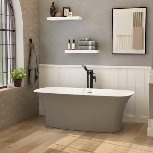 Blade freestanding bath matt grey exterior.