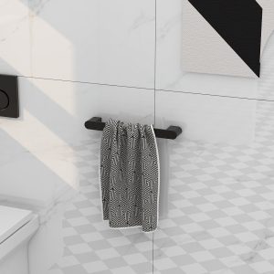 Round 340mm towel bar in brushed brass