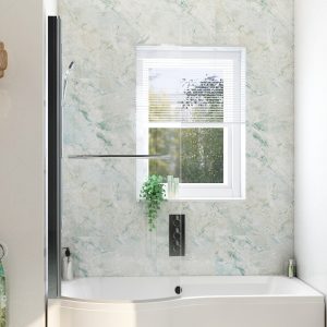 Imex Ronda curved shower bath screen in chrome