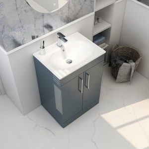 Imex Ivan Bathroom Furniture in Blue Steel 2 Door by Imex