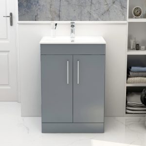 Imex Ivan Bathroom Furniture in Steel Blue 2 Door