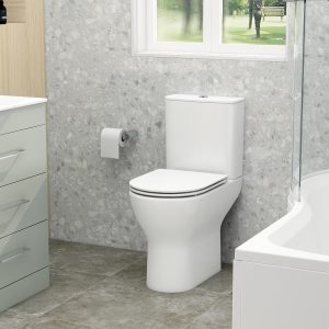 Ronda comfort height, close coupled open back pan & cistern