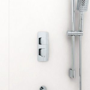 Quadro soft square shower valve - 2 handle, 1 outlet - Chrome