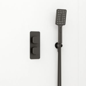 Quadro soft square shower valve - 2 handle, 1 outlet - Matt Black