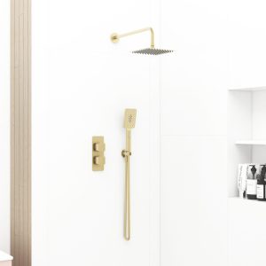 Quadro shower pack 5 (Square) in Brushed Brass