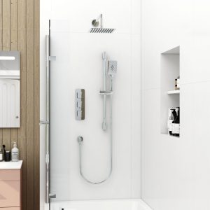 Quadro 3 handle dual diverter shower pack with overhead shower, slide rail and multifunction handset in Chrome