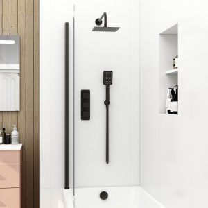 Quadro 3 handle triple diverter shower pack in Matt Black