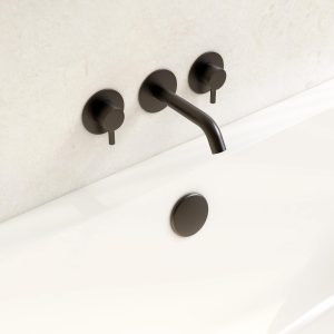 Three hole wall mounted bath filler in matt black